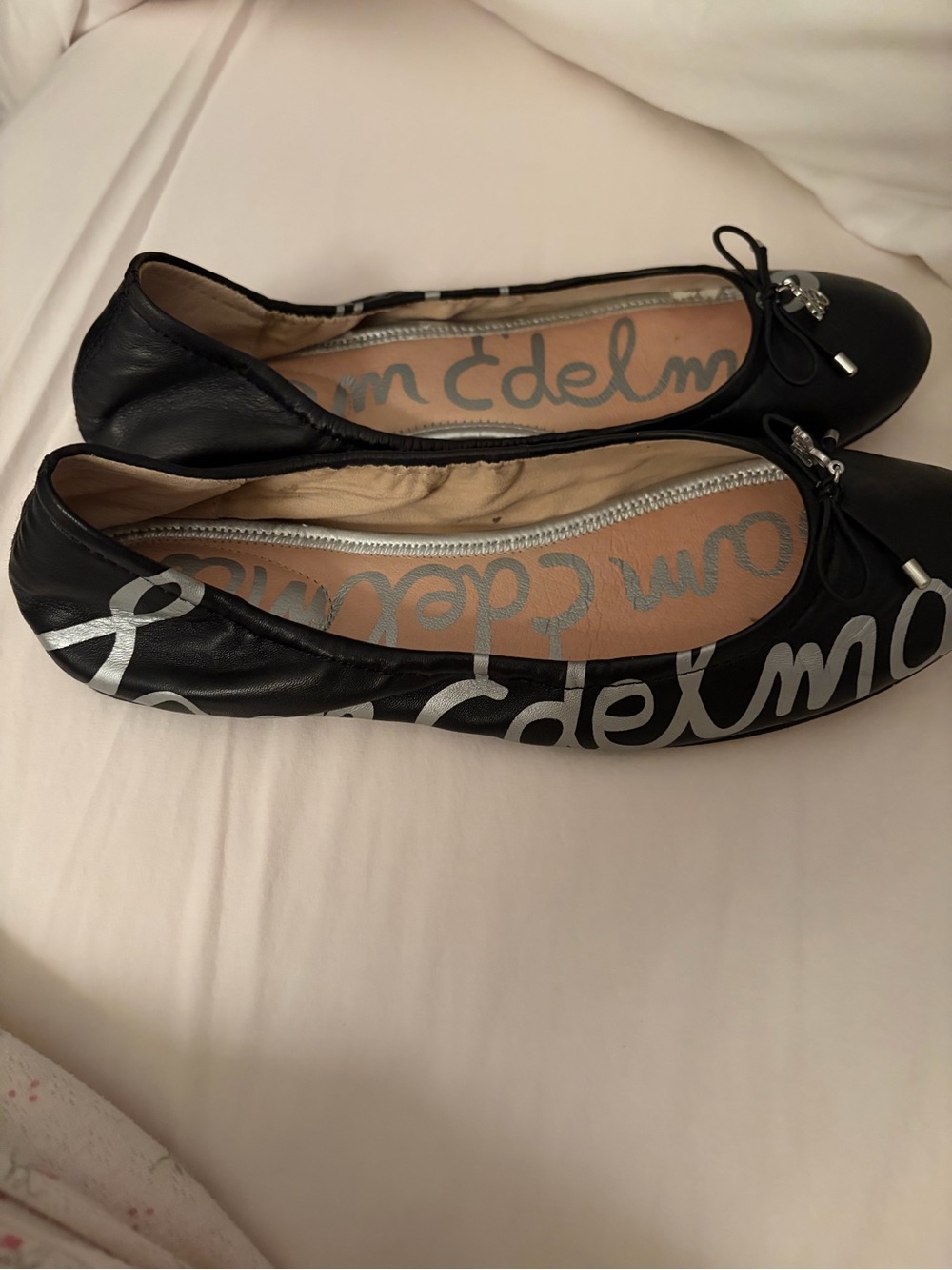 Sam Edelman Black Logo Script Ballet Flats
